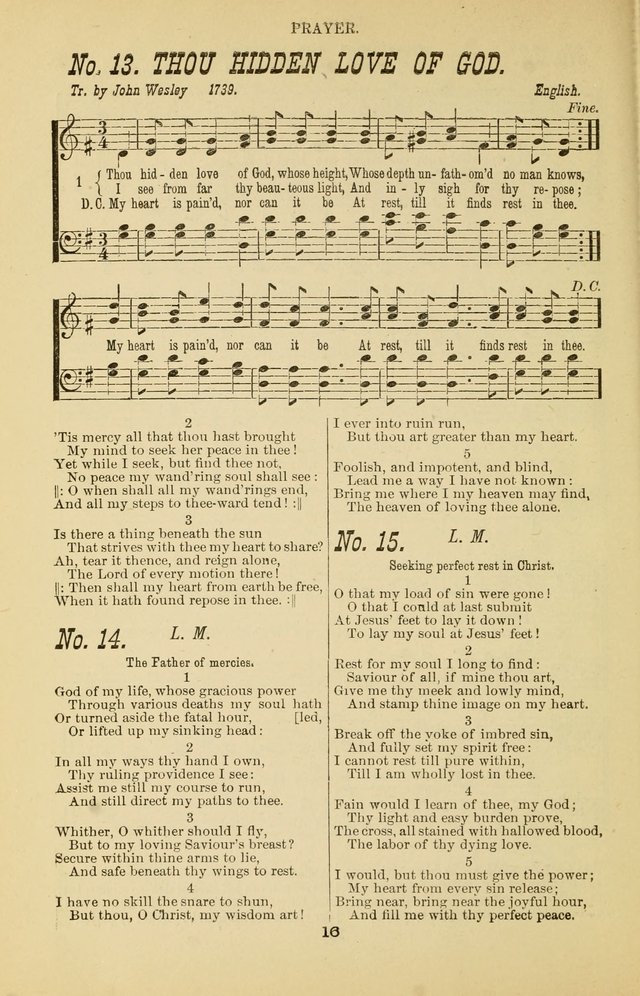 Prayer and Praise: or Hymns and Tunes for Prayer Meetings, Praise Meetings, Experience Meetings, Revivals, Missionary Meetings and all special occasions of Christian work and worship page 16