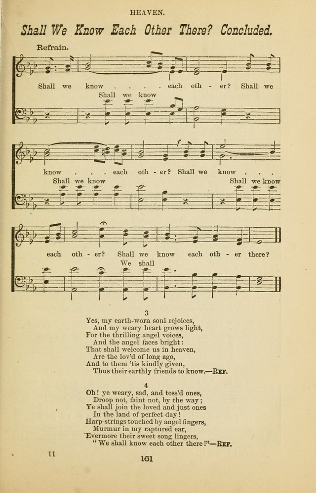 Prayer and Praise: or Hymns and Tunes for Prayer Meetings, Praise Meetings, Experience Meetings, Revivals, Missionary Meetings and all special occasions of Christian work and worship page 161