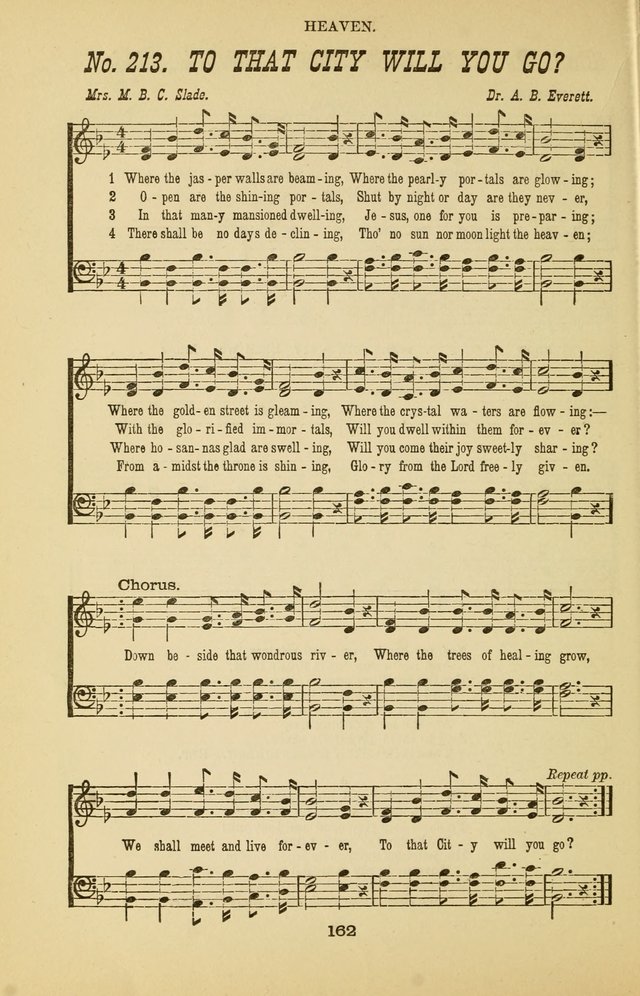 Prayer and Praise: or Hymns and Tunes for Prayer Meetings, Praise Meetings, Experience Meetings, Revivals, Missionary Meetings and all special occasions of Christian work and worship page 162