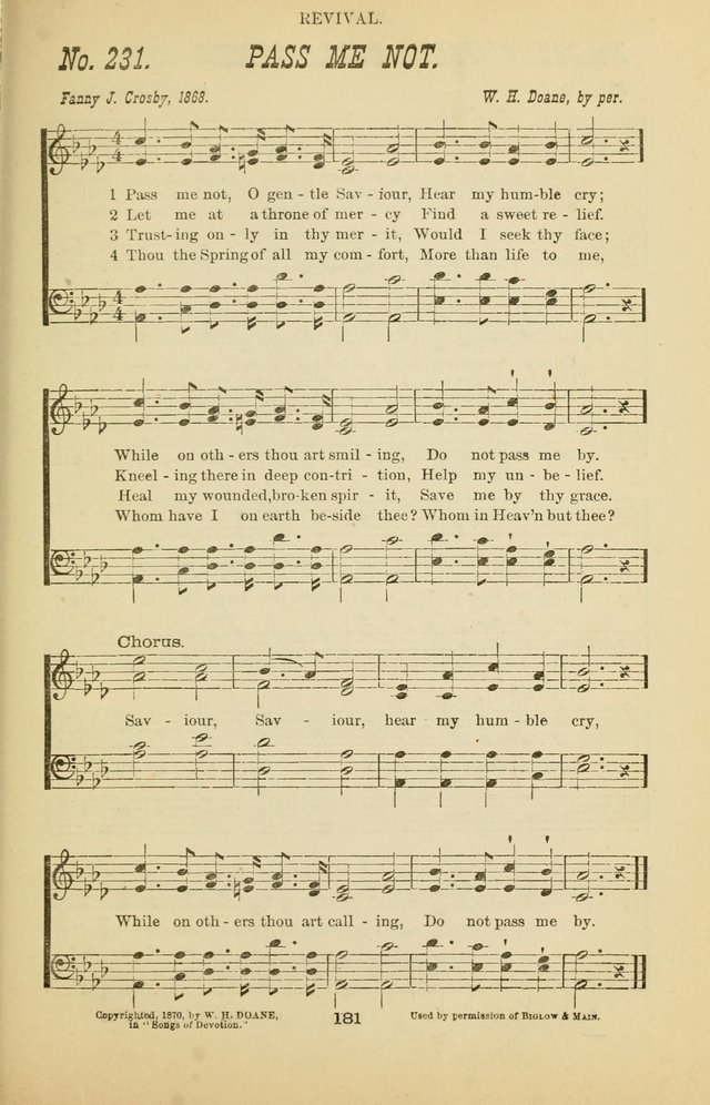 Prayer and Praise: or Hymns and Tunes for Prayer Meetings, Praise Meetings, Experience Meetings, Revivals, Missionary Meetings and all special occasions of Christian work and worship page 181