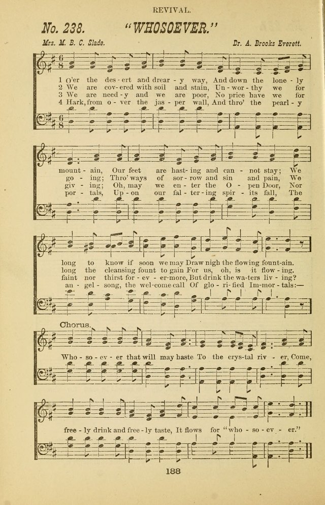 Prayer and Praise: or Hymns and Tunes for Prayer Meetings, Praise Meetings, Experience Meetings, Revivals, Missionary Meetings and all special occasions of Christian work and worship page 188