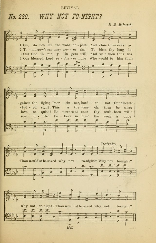 Prayer and Praise: or Hymns and Tunes for Prayer Meetings, Praise Meetings, Experience Meetings, Revivals, Missionary Meetings and all special occasions of Christian work and worship page 189