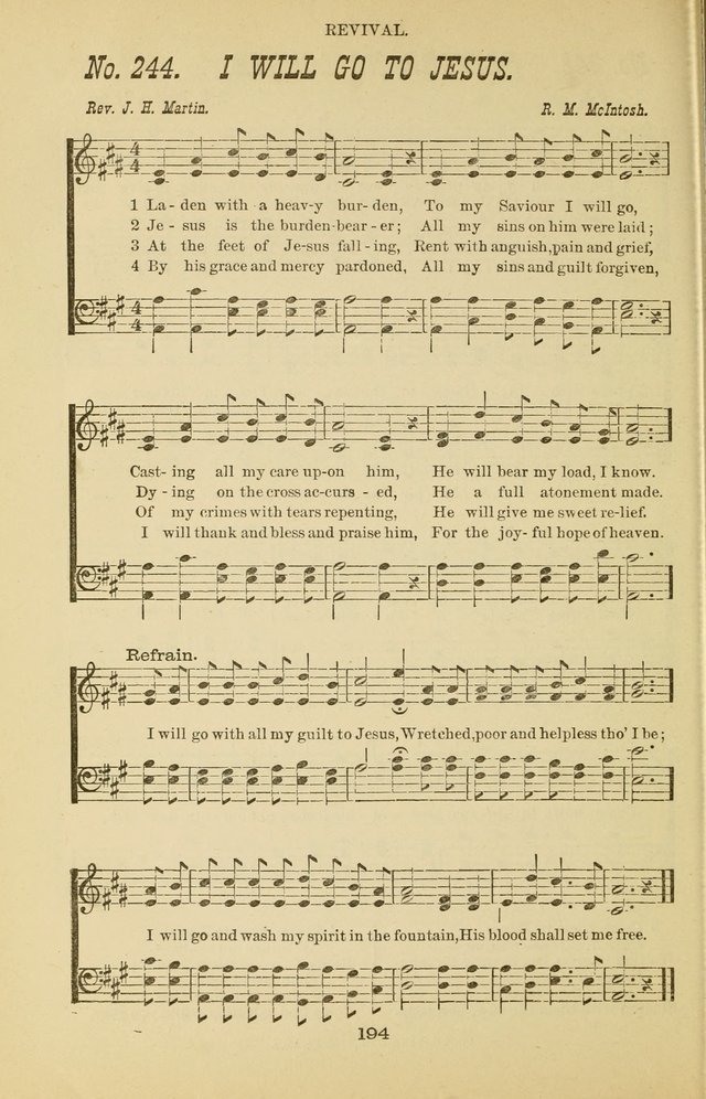 Prayer and Praise: or Hymns and Tunes for Prayer Meetings, Praise Meetings, Experience Meetings, Revivals, Missionary Meetings and all special occasions of Christian work and worship page 194