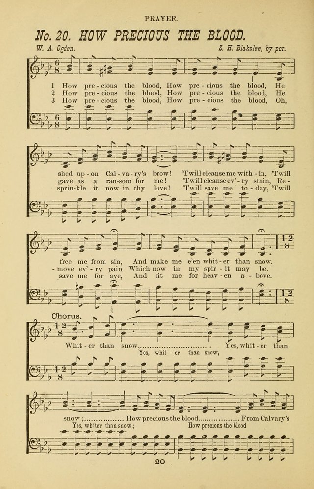 Prayer and Praise: or Hymns and Tunes for Prayer Meetings, Praise Meetings, Experience Meetings, Revivals, Missionary Meetings and all special occasions of Christian work and worship page 20