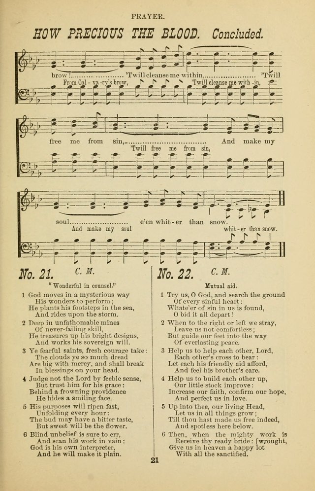 Prayer and Praise: or Hymns and Tunes for Prayer Meetings, Praise Meetings, Experience Meetings, Revivals, Missionary Meetings and all special occasions of Christian work and worship page 21