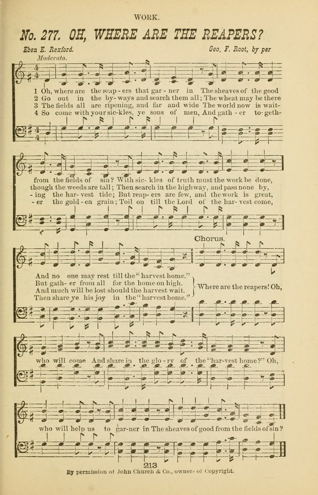 Prayer and Praise: or Hymns and Tunes for Prayer Meetings, Praise Meetings, Experience Meetings, Revivals, Missionary Meetings and all special occasions of Christian work and worship page 213