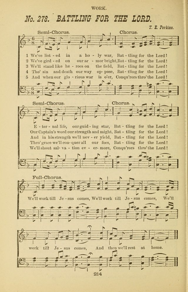 Prayer and Praise: or Hymns and Tunes for Prayer Meetings, Praise Meetings, Experience Meetings, Revivals, Missionary Meetings and all special occasions of Christian work and worship page 214