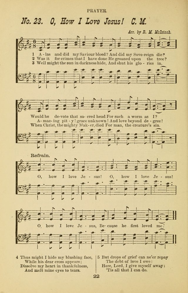 Prayer and Praise: or Hymns and Tunes for Prayer Meetings, Praise Meetings, Experience Meetings, Revivals, Missionary Meetings and all special occasions of Christian work and worship page 22