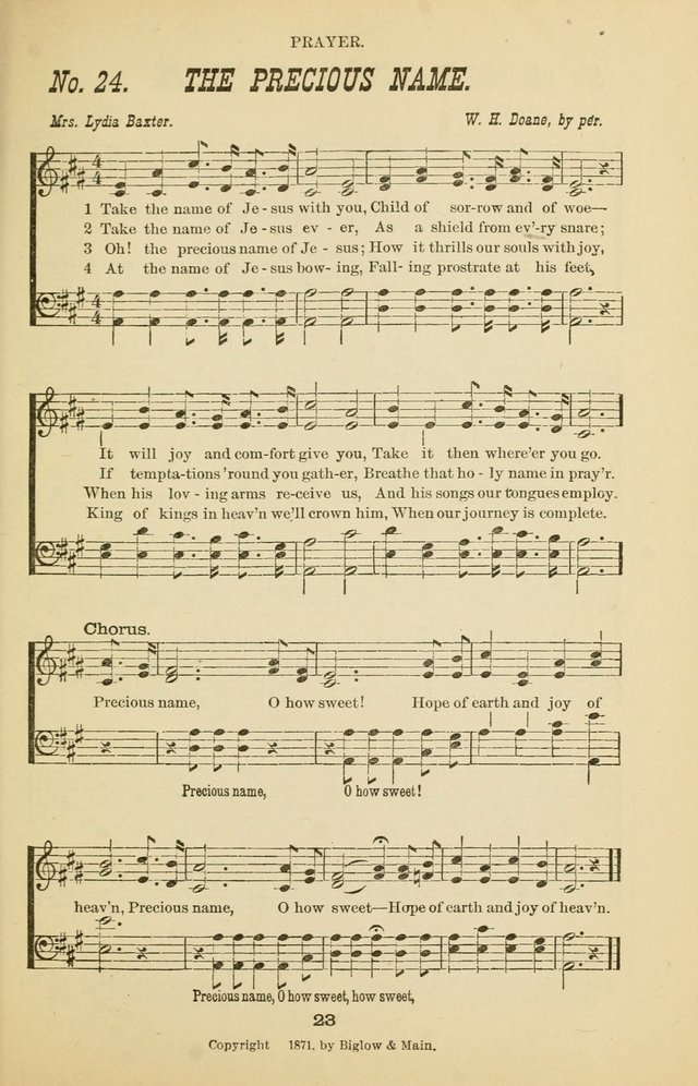 Prayer and Praise: or Hymns and Tunes for Prayer Meetings, Praise Meetings, Experience Meetings, Revivals, Missionary Meetings and all special occasions of Christian work and worship page 23