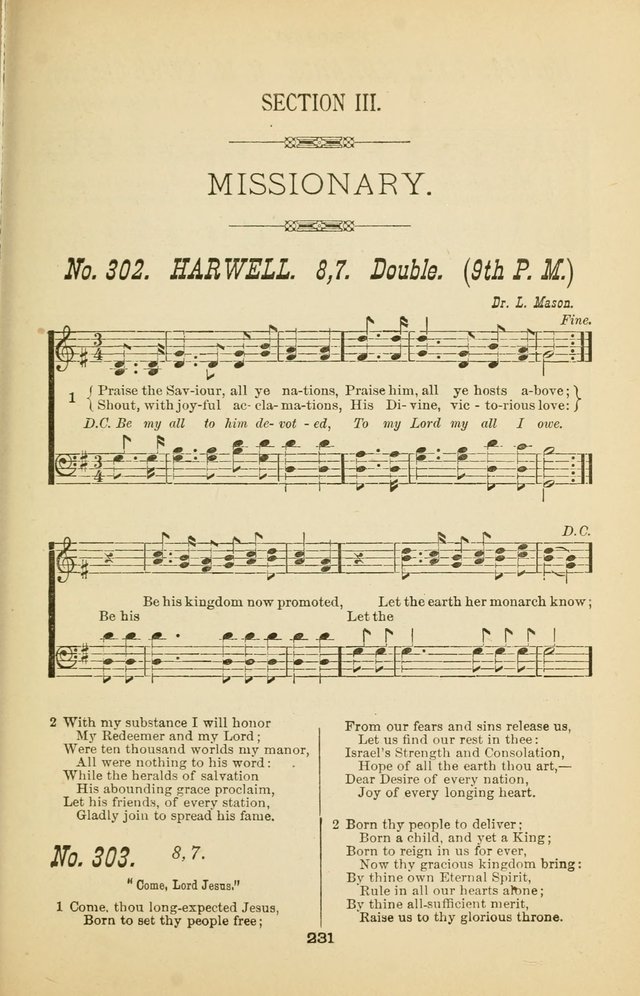 Prayer and Praise: or Hymns and Tunes for Prayer Meetings, Praise Meetings, Experience Meetings, Revivals, Missionary Meetings and all special occasions of Christian work and worship page 231