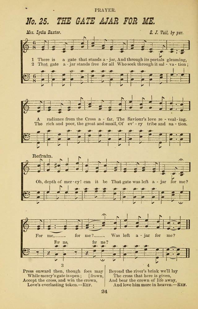 Prayer and Praise: or Hymns and Tunes for Prayer Meetings, Praise Meetings, Experience Meetings, Revivals, Missionary Meetings and all special occasions of Christian work and worship page 24