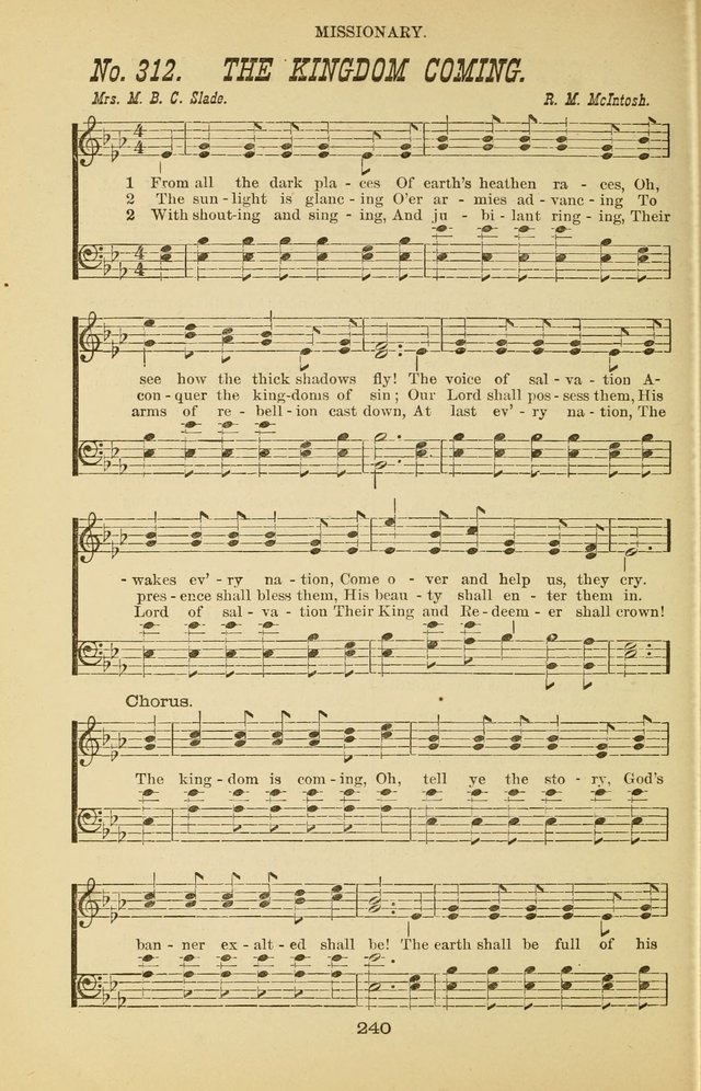 Prayer and Praise: or Hymns and Tunes for Prayer Meetings, Praise Meetings, Experience Meetings, Revivals, Missionary Meetings and all special occasions of Christian work and worship page 240