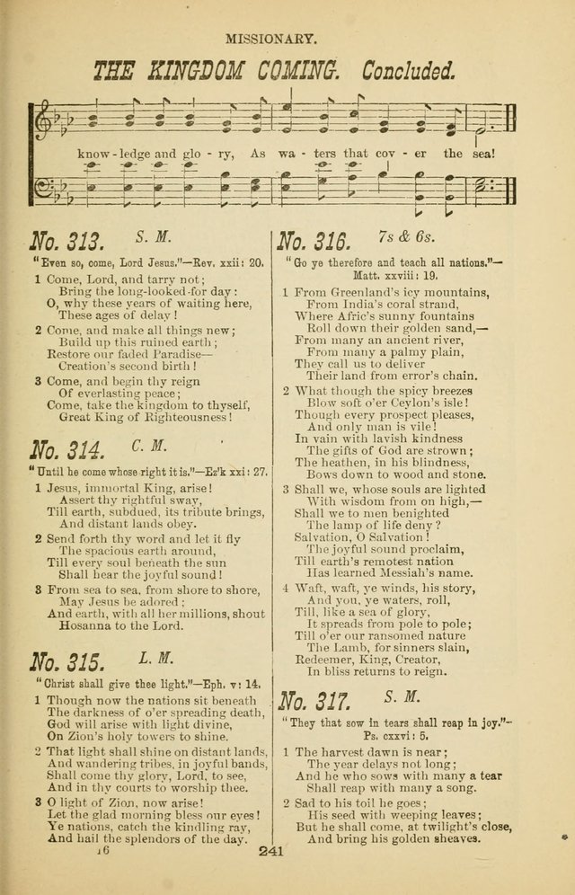 Prayer and Praise: or Hymns and Tunes for Prayer Meetings, Praise Meetings, Experience Meetings, Revivals, Missionary Meetings and all special occasions of Christian work and worship page 241