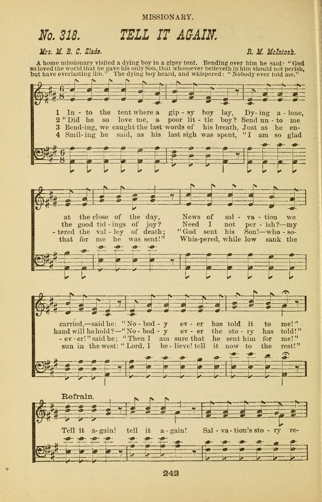 Prayer and Praise: or Hymns and Tunes for Prayer Meetings, Praise Meetings, Experience Meetings, Revivals, Missionary Meetings and all special occasions of Christian work and worship page 242