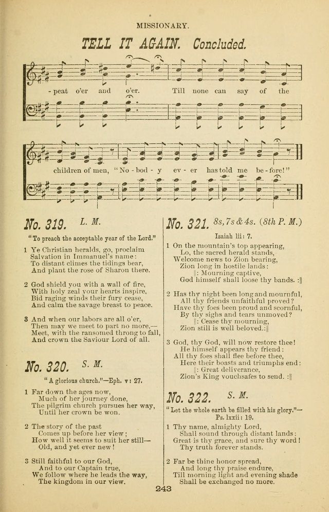 Prayer and Praise: or Hymns and Tunes for Prayer Meetings, Praise Meetings, Experience Meetings, Revivals, Missionary Meetings and all special occasions of Christian work and worship page 243