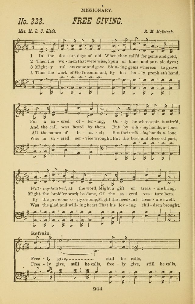 Prayer and Praise: or Hymns and Tunes for Prayer Meetings, Praise Meetings, Experience Meetings, Revivals, Missionary Meetings and all special occasions of Christian work and worship page 244