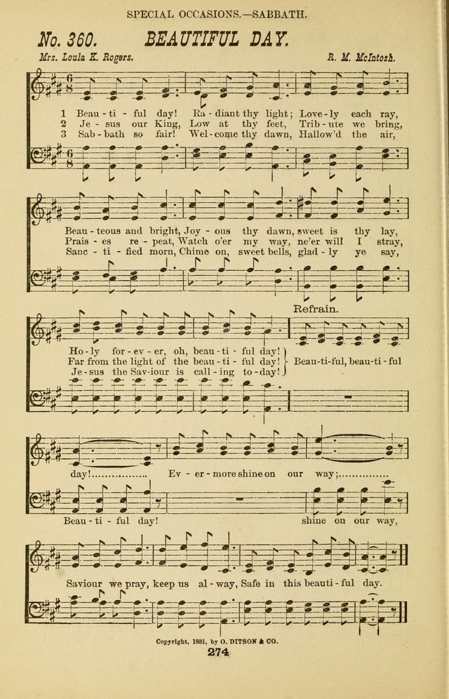 Prayer and Praise: or Hymns and Tunes for Prayer Meetings, Praise Meetings, Experience Meetings, Revivals, Missionary Meetings and all special occasions of Christian work and worship page 274