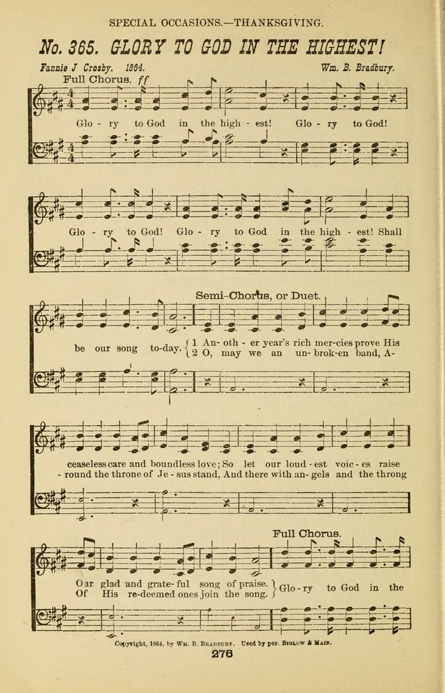 Prayer and Praise: or Hymns and Tunes for Prayer Meetings, Praise Meetings, Experience Meetings, Revivals, Missionary Meetings and all special occasions of Christian work and worship page 276