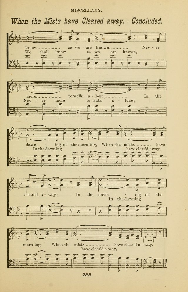 Prayer and Praise: or Hymns and Tunes for Prayer Meetings, Praise Meetings, Experience Meetings, Revivals, Missionary Meetings and all special occasions of Christian work and worship page 285