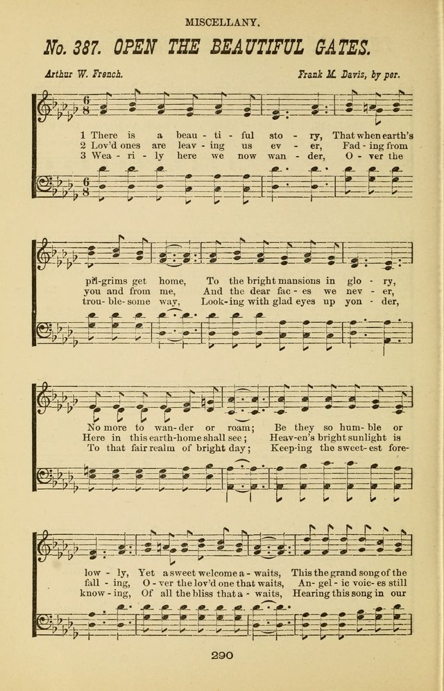 Prayer and Praise: or Hymns and Tunes for Prayer Meetings, Praise Meetings, Experience Meetings, Revivals, Missionary Meetings and all special occasions of Christian work and worship page 290