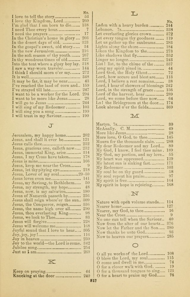 Prayer and Praise: or Hymns and Tunes for Prayer Meetings, Praise Meetings, Experience Meetings, Revivals, Missionary Meetings and all special occasions of Christian work and worship page 317