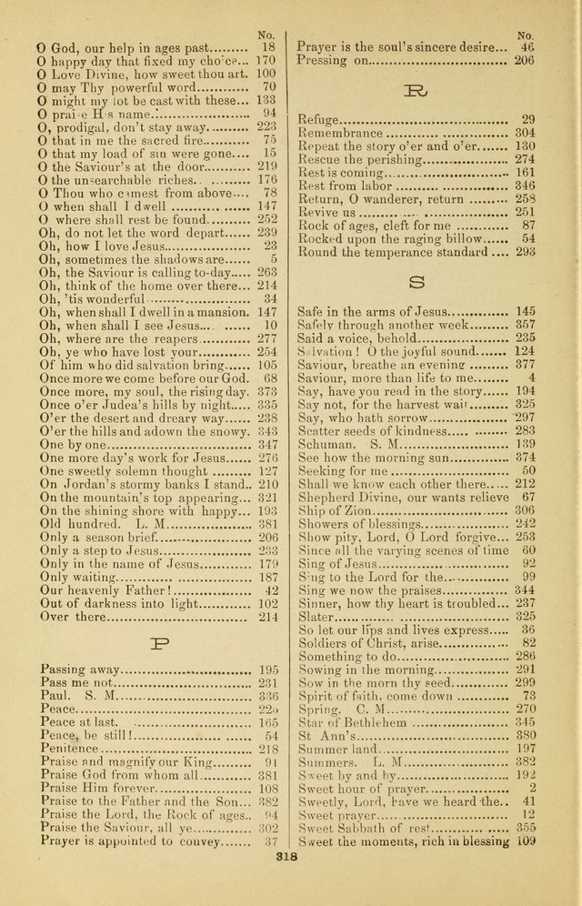 Prayer and Praise: or Hymns and Tunes for Prayer Meetings, Praise Meetings, Experience Meetings, Revivals, Missionary Meetings and all special occasions of Christian work and worship page 318