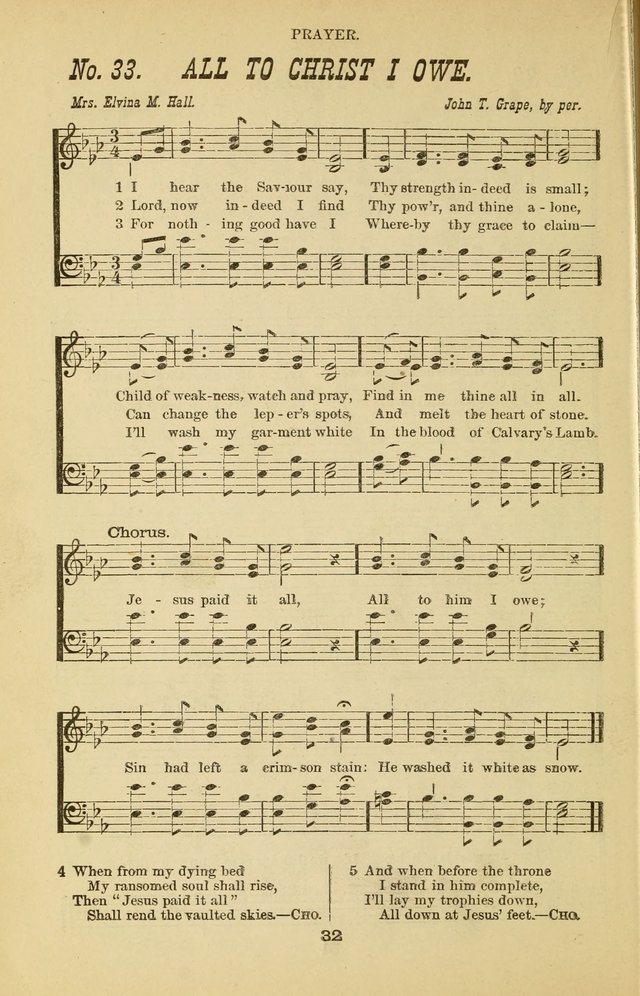 Prayer and Praise: or Hymns and Tunes for Prayer Meetings, Praise Meetings, Experience Meetings, Revivals, Missionary Meetings and all special occasions of Christian work and worship page 32