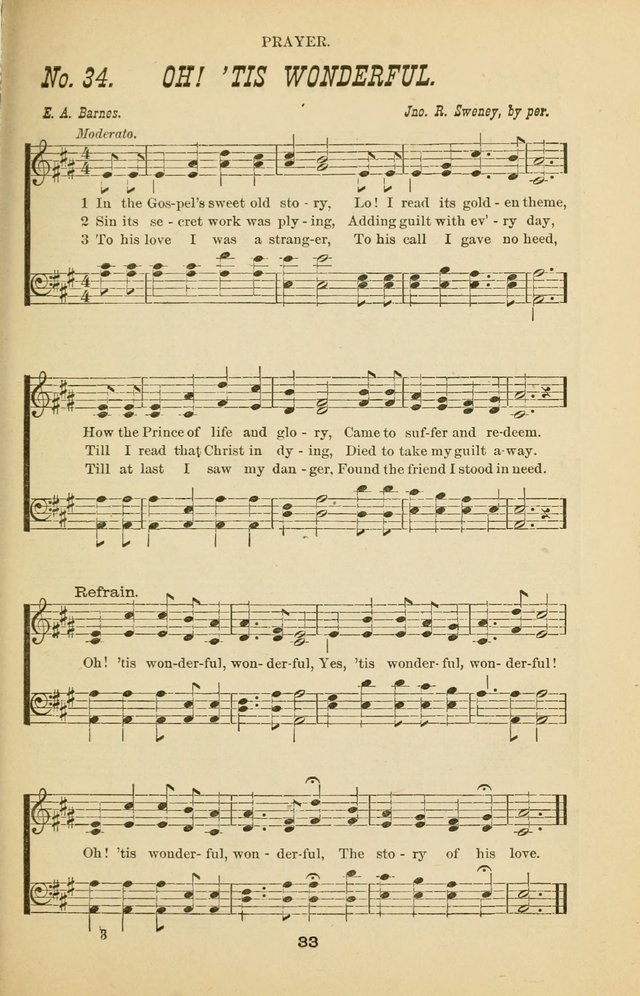 Prayer and Praise: or Hymns and Tunes for Prayer Meetings, Praise Meetings, Experience Meetings, Revivals, Missionary Meetings and all special occasions of Christian work and worship page 33