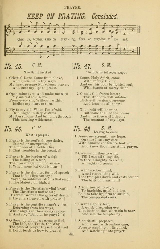 Prayer and Praise: or Hymns and Tunes for Prayer Meetings, Praise Meetings, Experience Meetings, Revivals, Missionary Meetings and all special occasions of Christian work and worship page 41