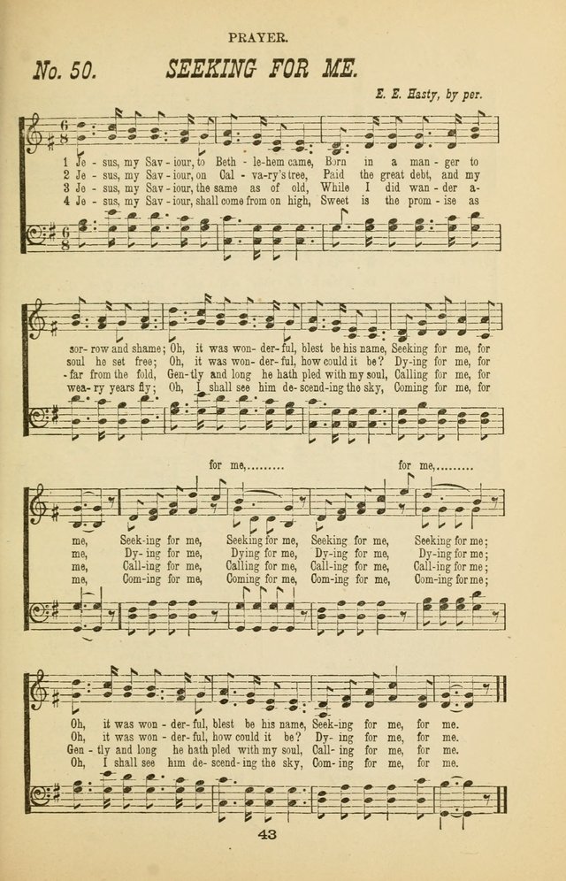 Prayer and Praise: or Hymns and Tunes for Prayer Meetings, Praise Meetings, Experience Meetings, Revivals, Missionary Meetings and all special occasions of Christian work and worship page 43