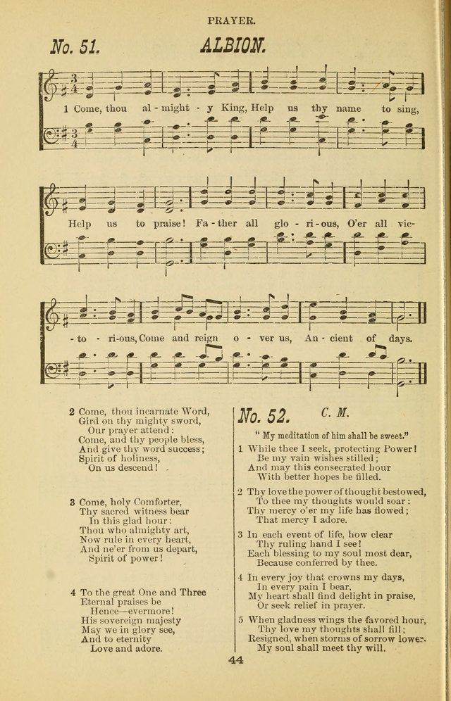 Prayer and Praise: or Hymns and Tunes for Prayer Meetings, Praise Meetings, Experience Meetings, Revivals, Missionary Meetings and all special occasions of Christian work and worship page 44