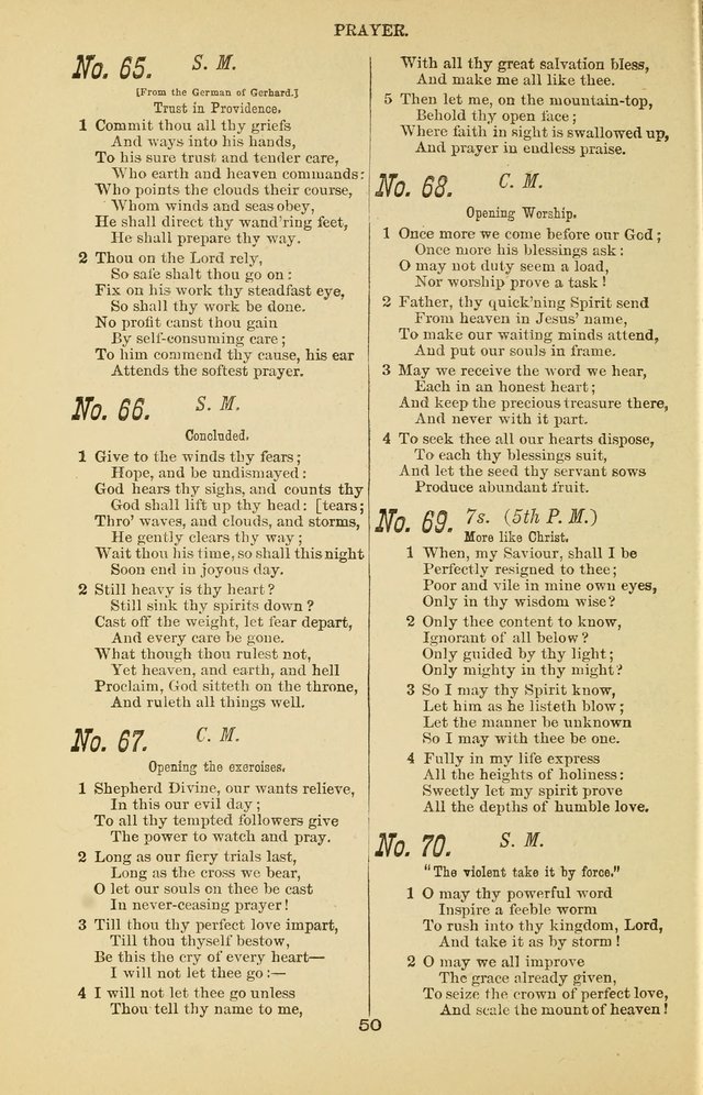 Prayer and Praise: or Hymns and Tunes for Prayer Meetings, Praise Meetings, Experience Meetings, Revivals, Missionary Meetings and all special occasions of Christian work and worship page 50