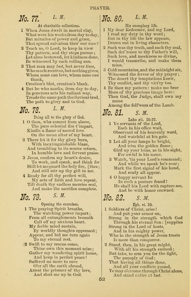 Prayer and Praise: or Hymns and Tunes for Prayer Meetings, Praise Meetings, Experience Meetings, Revivals, Missionary Meetings and all special occasions of Christian work and worship page 52