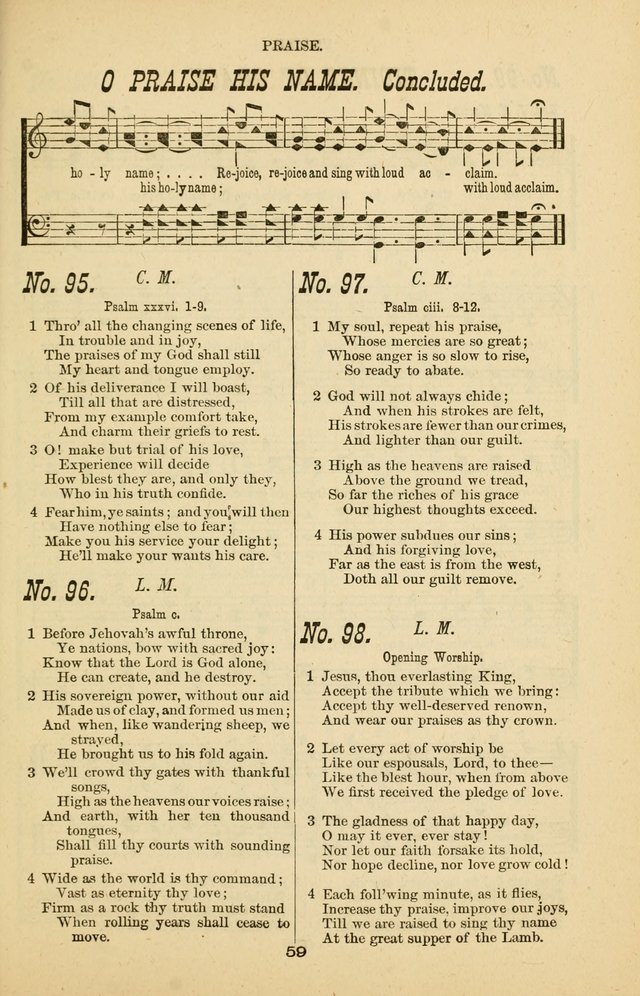 Prayer and Praise: or Hymns and Tunes for Prayer Meetings, Praise Meetings, Experience Meetings, Revivals, Missionary Meetings and all special occasions of Christian work and worship page 59