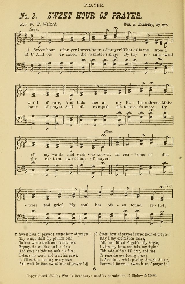 Prayer and Praise: or Hymns and Tunes for Prayer Meetings, Praise Meetings, Experience Meetings, Revivals, Missionary Meetings and all special occasions of Christian work and worship page 6