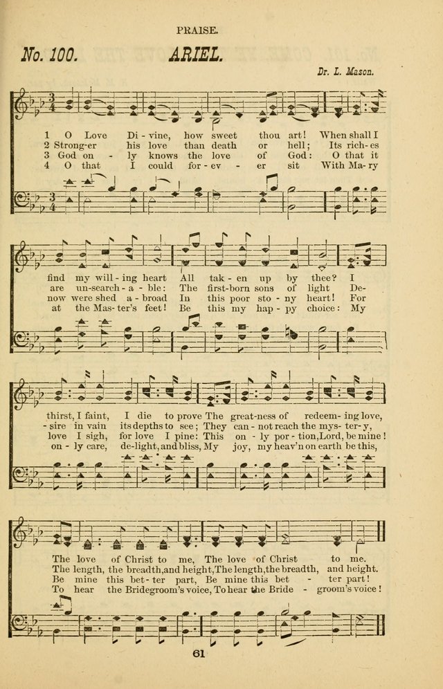 Prayer and Praise: or Hymns and Tunes for Prayer Meetings, Praise Meetings, Experience Meetings, Revivals, Missionary Meetings and all special occasions of Christian work and worship page 61