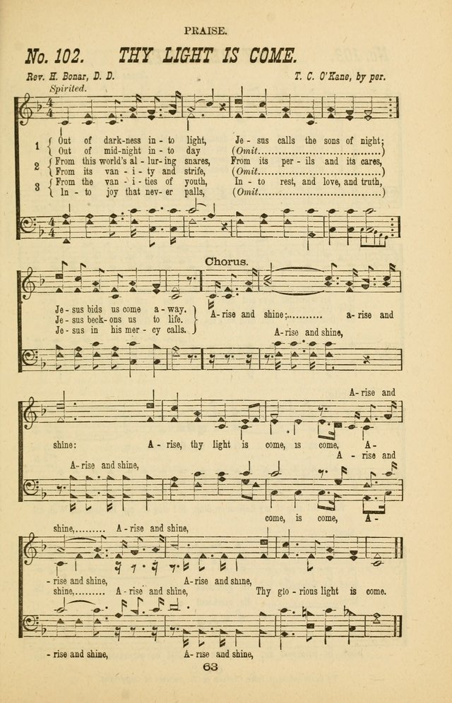 Prayer and Praise: or Hymns and Tunes for Prayer Meetings, Praise Meetings, Experience Meetings, Revivals, Missionary Meetings and all special occasions of Christian work and worship page 63