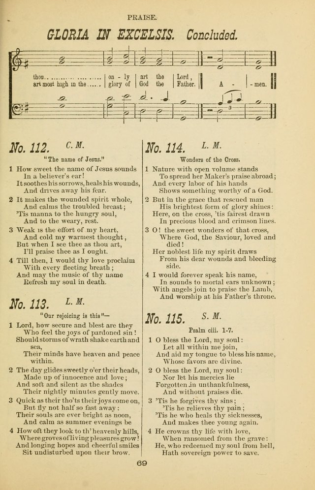 Prayer and Praise: or Hymns and Tunes for Prayer Meetings, Praise Meetings, Experience Meetings, Revivals, Missionary Meetings and all special occasions of Christian work and worship page 69