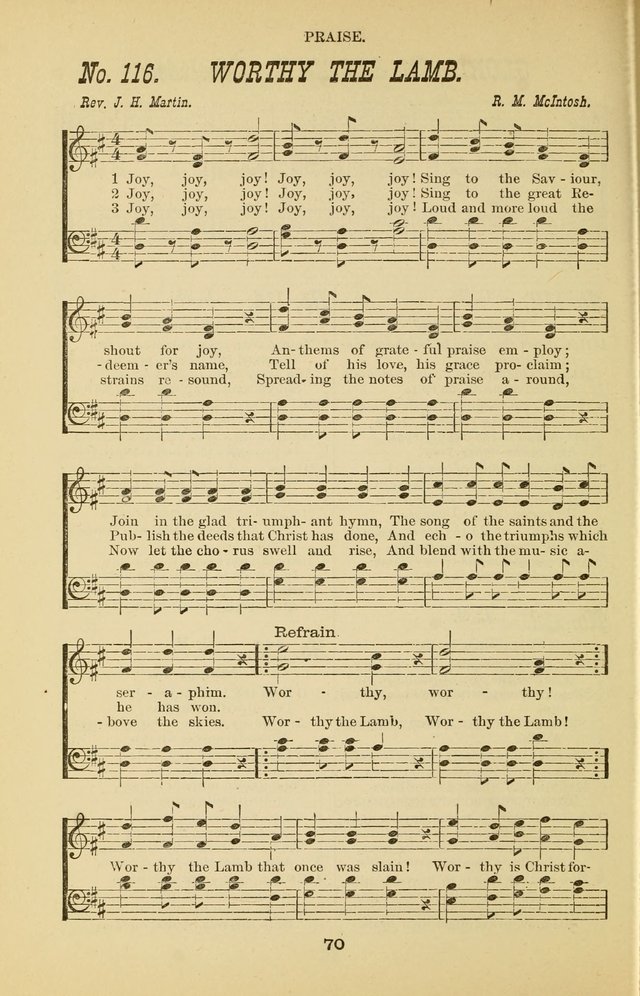 Prayer and Praise: or Hymns and Tunes for Prayer Meetings, Praise Meetings, Experience Meetings, Revivals, Missionary Meetings and all special occasions of Christian work and worship page 70