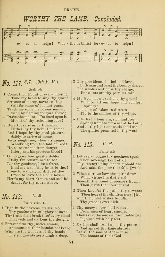 Prayer and Praise: or Hymns and Tunes for Prayer Meetings, Praise Meetings, Experience Meetings, Revivals, Missionary Meetings and all special occasions of Christian work and worship page 71