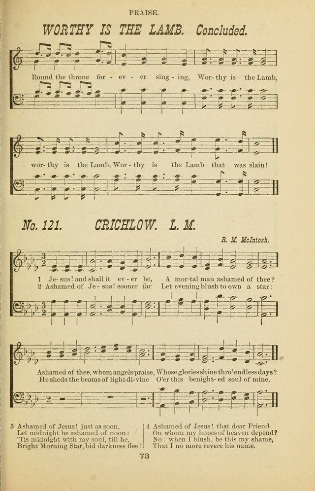 Prayer and Praise: or Hymns and Tunes for Prayer Meetings, Praise Meetings, Experience Meetings, Revivals, Missionary Meetings and all special occasions of Christian work and worship page 73