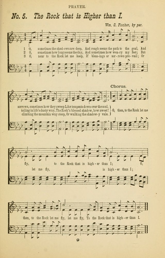 Prayer and Praise: or Hymns and Tunes for Prayer Meetings, Praise Meetings, Experience Meetings, Revivals, Missionary Meetings and all special occasions of Christian work and worship page 9