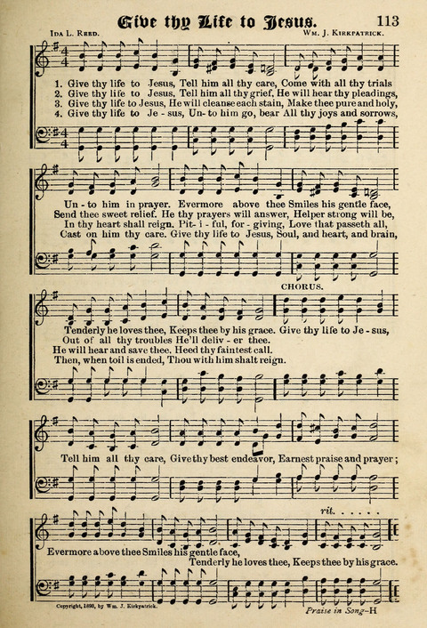 Praise in Song: a collection of hymns and sacred melodies page 113