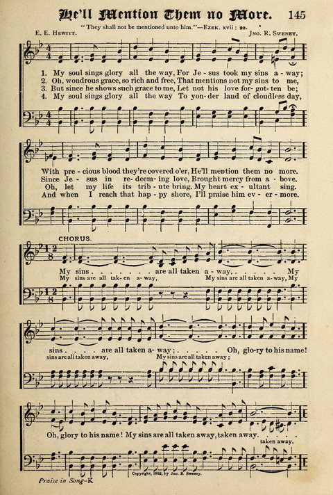 Praise in Song: a collection of hymns and sacred melodies page 145