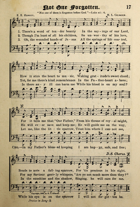 Praise in Song: a collection of hymns and sacred melodies page 17