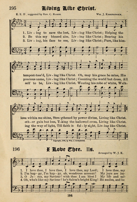 Praise in Song: a collection of hymns and sacred melodies page 194