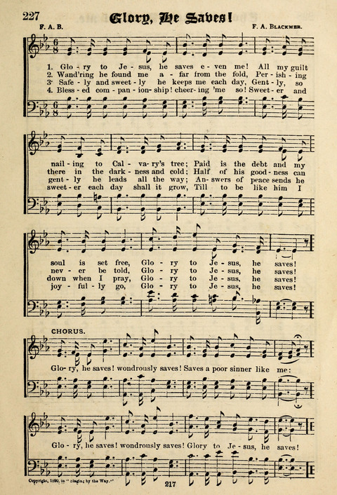 Praise in Song: a collection of hymns and sacred melodies page 217