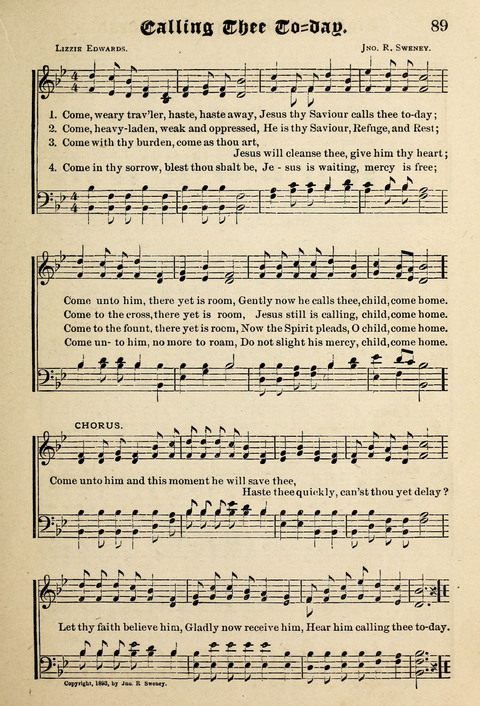 Praise in Song: a collection of hymns and sacred melodies page 89