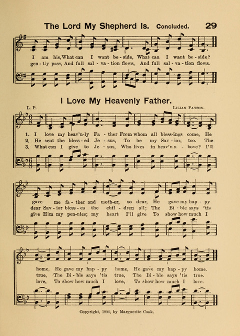 Primary Songs No. 2: for the primary class in the sabbath school and for use in the home, the kindergarten and day school page 29