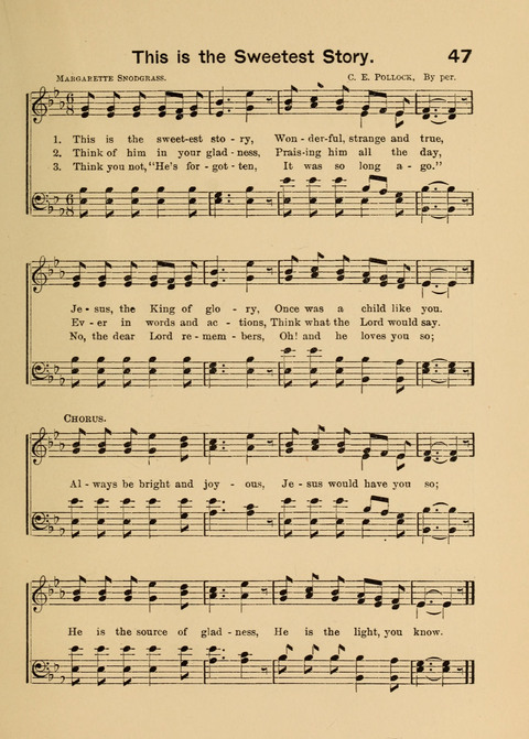 Primary Songs No. 2: for the primary class in the sabbath school and for use in the home, the kindergarten and day school page 47